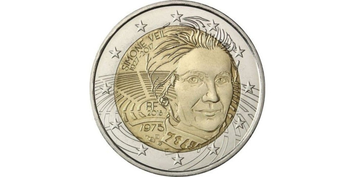 2 EUROS CONMEMORATIVOS FRANCIA 2018 "SIMONE"