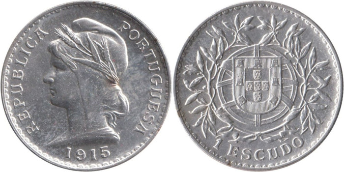 PORTUGAL - K-564 - 1 ESCUDO 1915 SC