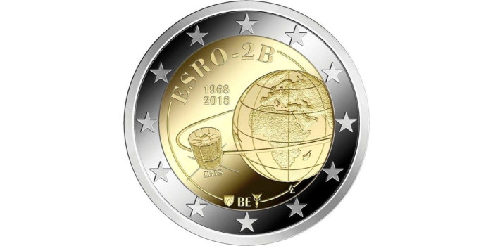 2 EUROS CONMEMORATIVOS BELGICA 2018 "ESRO"