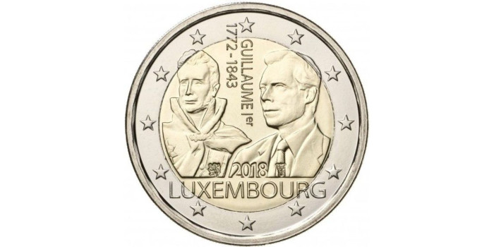 2 EUROS CONMEMORATIVOS LUXEMBURGO 2018 "GUILLERMO"