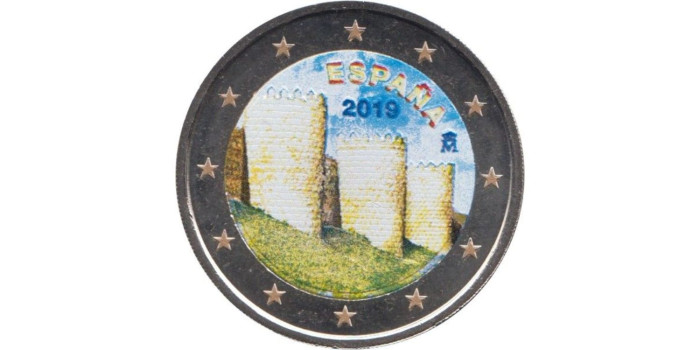2 EUROS CONMEMORATIVOS ESPAÑA 2019 "MURALLA AVILA" COLOR