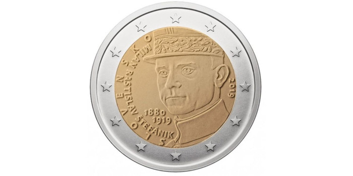 2 EUROS CONMEMORATIVOS ESLOVAQUIA 2019 "MILAN RASTISLAV"