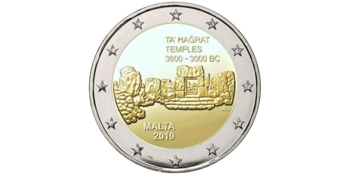 2 EUROS CONMEMORATIVOS MALTA 2019 "TEMPLOS"