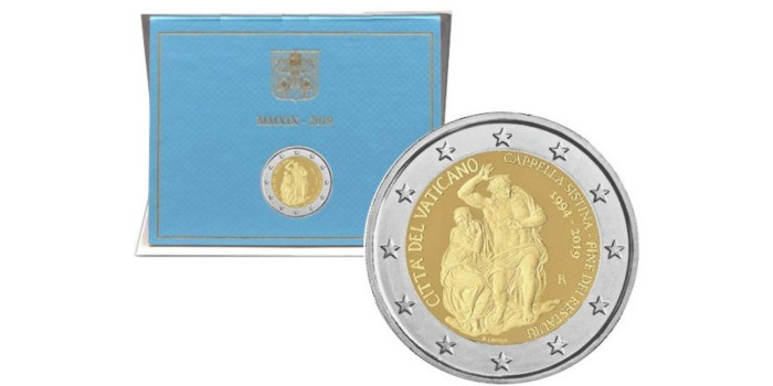 2 EUROS CONMEMORATIVOS VATICANO 2019 "CAPILLA SIXTINA"