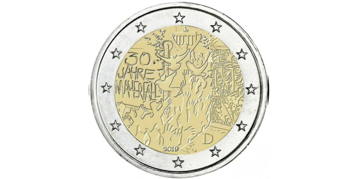 2 EUROS CONMEMORATIVOS ALEMANIA 2019 "MURO DE BERLIN"
