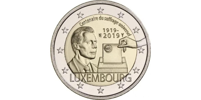 2 EUROS CONMEMORATIVOS LUXEMBURGO 2019 "SUFRAGIO"