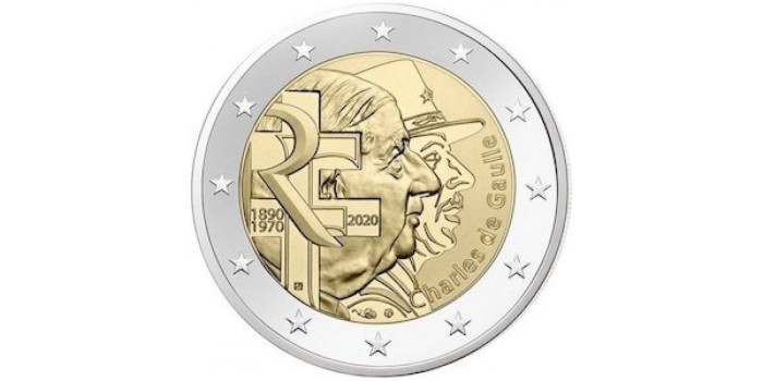 2 EUROS CONMEMORATIVOS FRANCIA 2020 "DE GAULLE"