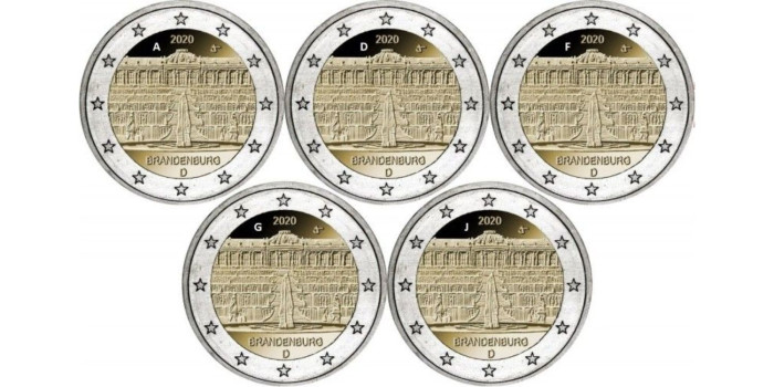 2 EUROS CONMEMORATIVOS ALEMANIA 2020 "BRANDENBURGO" - 5 CECAS