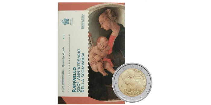 2 EUROS CONMEMORATIVOS SAN MARINO 2020 "RAFFAELLO"