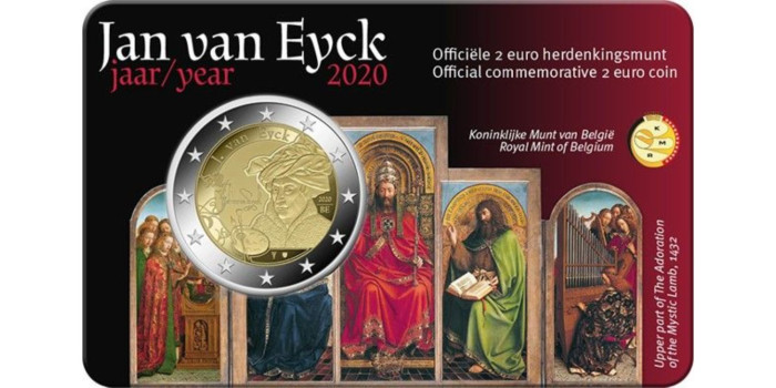 2 EUROS CONMEMORATIVOS BELGICA 2020 "JAN VAN EYCK"