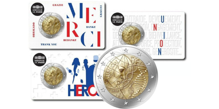 2 EUROS CONMEMORATIVOS FRANCIA 2020 "INVESTIGACION MEDICA"