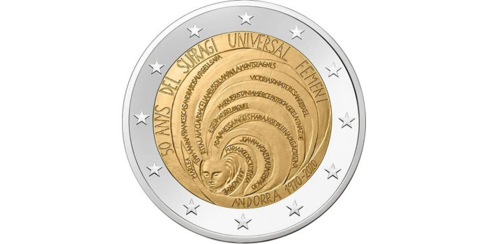 2 EUROS CONMEMORATIVOS ANDORRA 2020 "SUFRAGIO FEMENINO"
