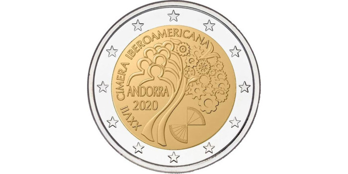 2 EUROS CONMEMORATIVOS ANDORRA 2020 "CUMBRE IBEROAMERICANA"
