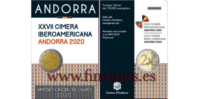 2 EUROS CONMEMORATIVOS ANDORRA 2020 "CUMBRE IBEROAMERICANA"