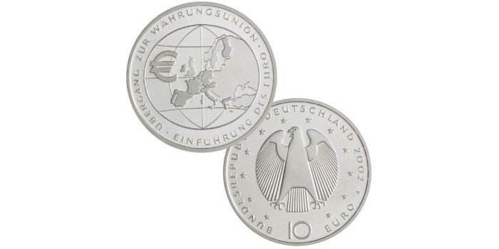 ALEMANIA FEDERAL - K-215/9.- OFICIAL SET 5 x10 EURO 2002. PLATA