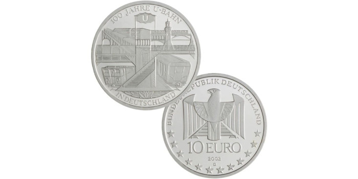 ALEMANIA FEDERAL - K-215/9.- OFICIAL SET 5 x10 EURO 2002. PLATA