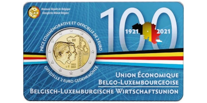 2 EUROS CONMEMORATIVOS BELGICA 2021 "BLEU"