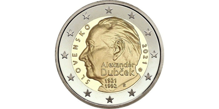2 EUROS CONMEMORATIVOS ESLOVAQUIA 2021 "A. DUBCEK"