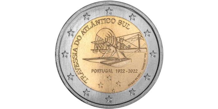 2 EUROS CONMEMORATIVOS PORTUGAL 2022  "TRAVESIA ATLANTICO SUR"