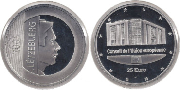 25 Euros Conmemorativos Luxemburgo 2005 "Presidencia del Consejo" - Plata