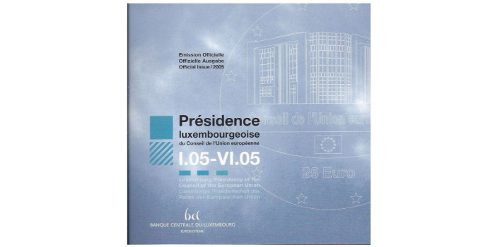 25 Euros Conmemorativos Luxemburgo 2005 "Presidencia del Consejo" - Plata