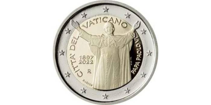 2 EUROS CONMEMORATIVOS VATICANO 2022 "125 ANIV. NACIMIENTO PABLO VI"