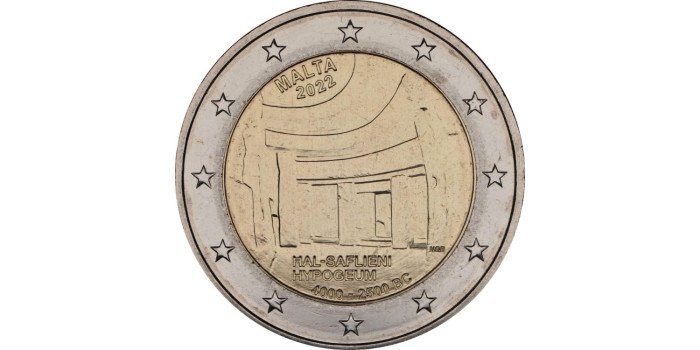 2 EUROS CONMEMORATIVOS MALTA 2022 "TEMPLO HIPOGEO"