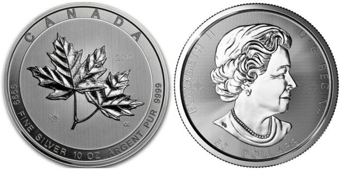 CANADA 10 Onzas Plata MAPLE LEAF 2017