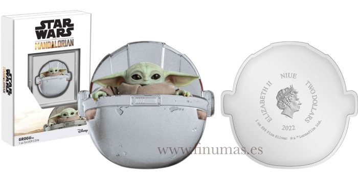NIUE - K-XX.- 2$ DOLAR 2022 GROGU STAR WARS 2022. 1 ONZA PLATA