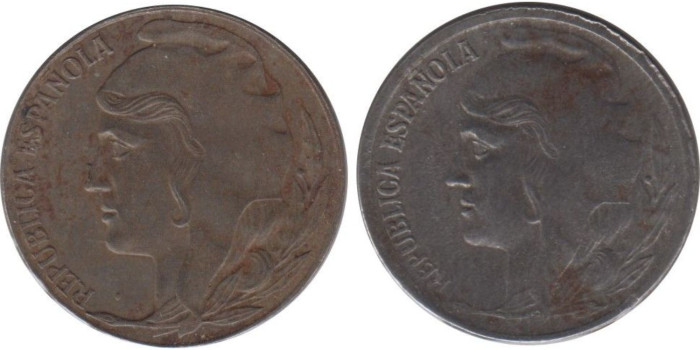 RV1 - 5 Ctm 1937 Cabeza grande y cabeza pequeña, SC