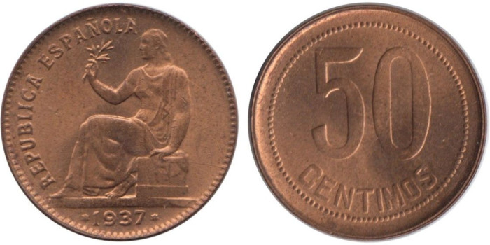 RV3 - 50 Ctm 1937 Anepigrafa (sin año en estrella), SC