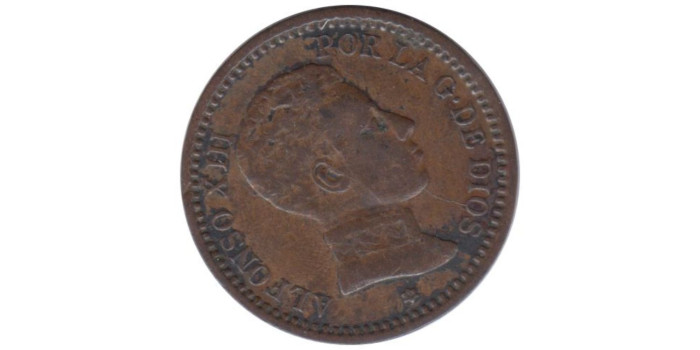 AV1 - 2 Ctm. Alfonso XIII 1904 (04) con el 0 de la estrella partido MBC+