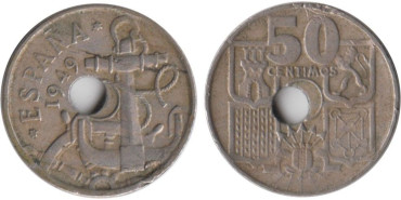 FV09 - 50 Ctm 1949/19 -- Taladro desplazado 2 mm, MBC