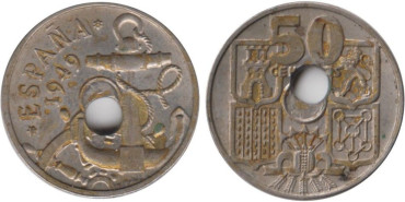 FV12 - 50 Ctm 1949/ 52 taladro desplazado  2 mlm, MBC