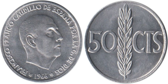 FV19 - 50 Ctm 1966/67 Canto rebaba pequeño descentrado, SC