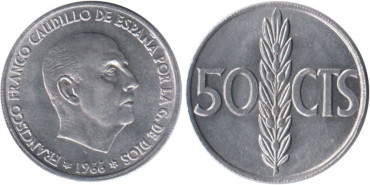 FV19 - 50 Ctm 1966/67 Canto rebaba pequeño descentrado, SC