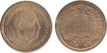 FV22 - 1 Pts 1953/62 Repintada anverso y reverso, SC