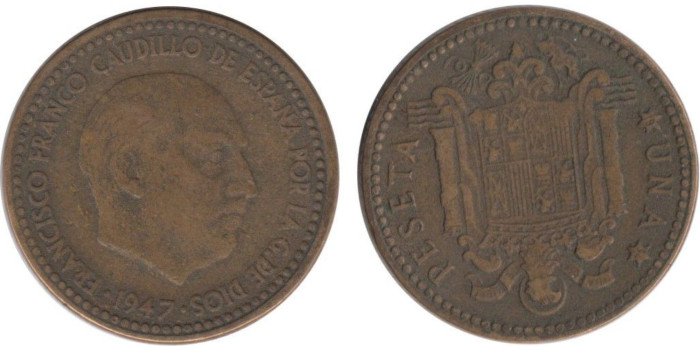 FV23 - 1 Pts 1947/54 Reverso girado 10 grados  MBC