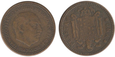 FV23 - 1 Pts 1947/54 Reverso girado 10 grados  MBC