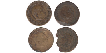 FV7 - 1 peseta 1947-1963-- Salto de metal, 4 piezas