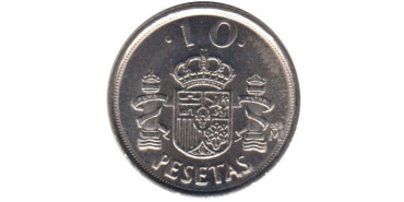 JC070V - 10 Pts 1998 Repintada en M coronada y pesetas, SC