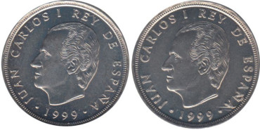 JC071V - 10 Pts 1999 A de España con rotura troquel y normall:SC