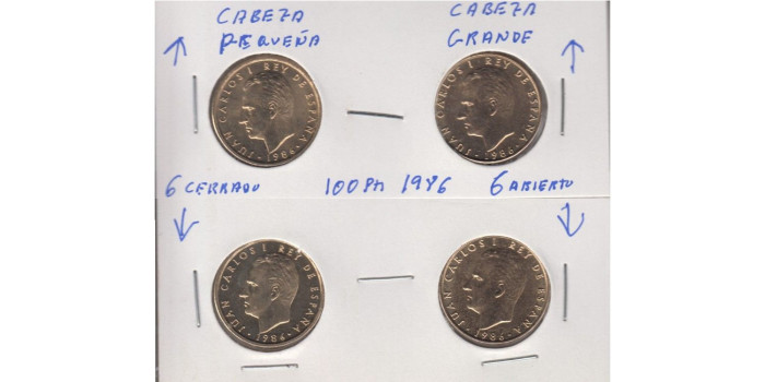 JC129V - 100 Pts 1986 Cabeza grande y pequeña  las 4 piezas, SC