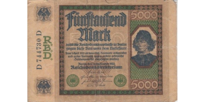 ALEMANIA B-077 - 5000 MARCOS 16-9-1922 - RC