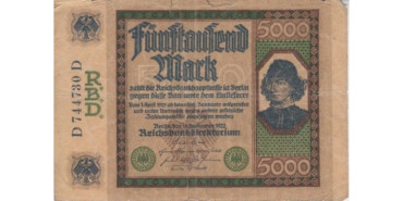 ALEMANIA B-077 - 5000 MARCOS 16-9-1922 - RC