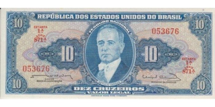 BRASIL - B-167, 10 CRUZEIROS 1961/63, SC