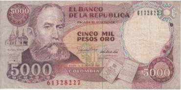 COLOMBIA - B-436A, 5000 PESOS 1990, MBC