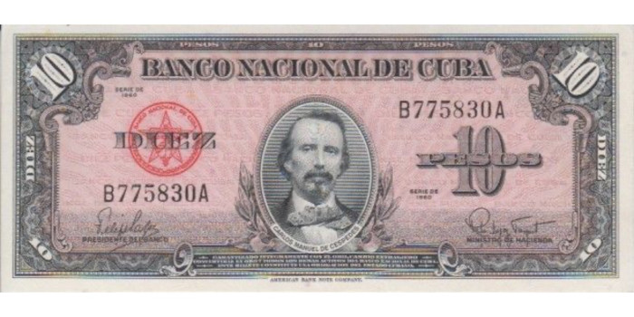 CUBA - B079, 10 PESOS 1960, SC