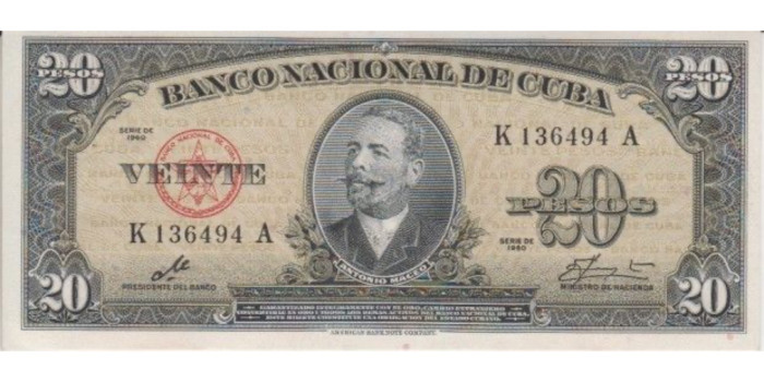 CUBA - B080, 10 PESOS 1960, SC