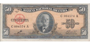 CUBA - B081, 50 PESOS 1960, EBC-